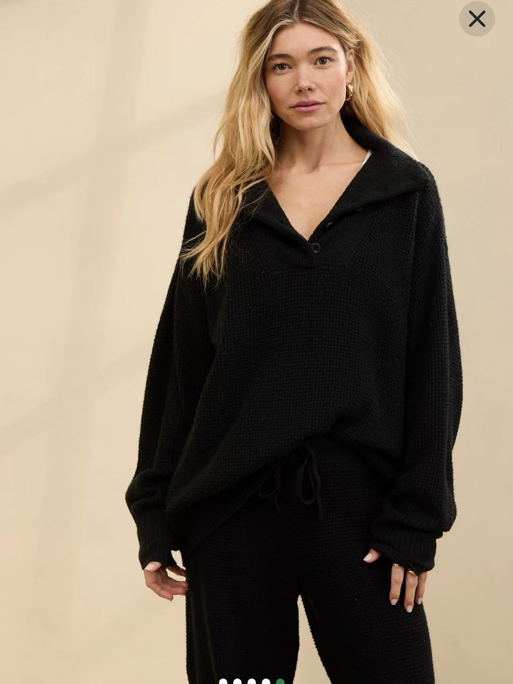 Aerie cozy up waffle button sweater